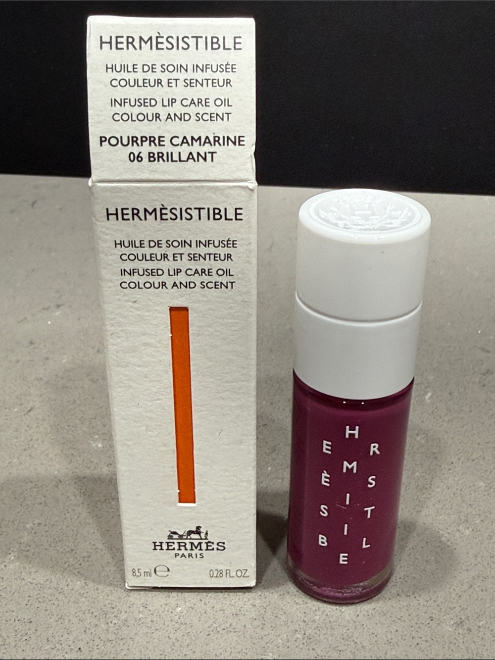 Hermes Hermèsistible Infused Lip Care Oil - Pourpre Camarine 06 Brillant, new